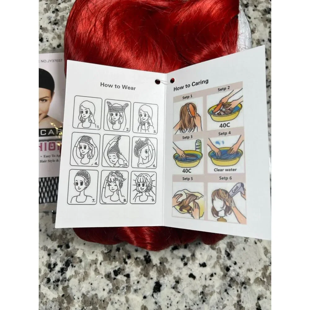 Red Finger Wave Wig Women 1920s Long Side Part Synthetic Vintage Cosplay Costume